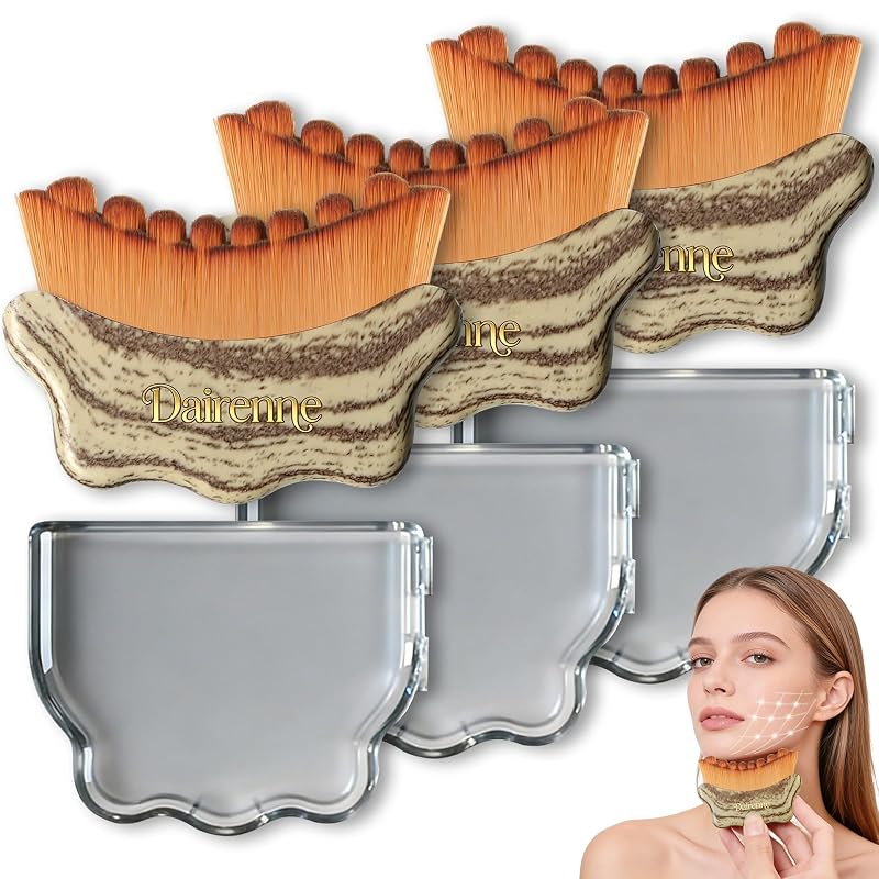Dairenne Conjunto com 3 Pincéis Faciais para Contorno, Cinza