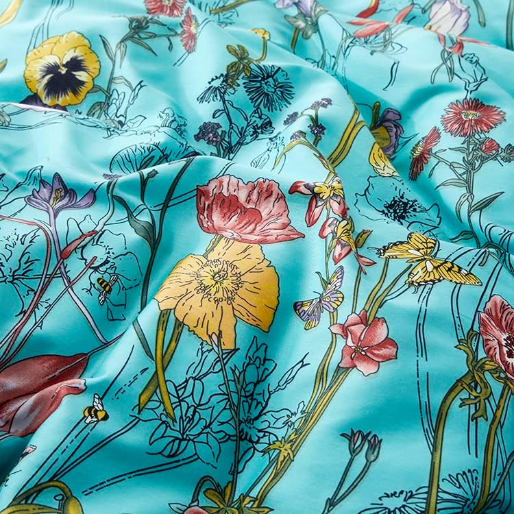 Miniatura 8 de Windflower Bedding Bloomfield - Juego de funda de edredón floral de 3 piezas, algodón botánico, naturaleza, vides, ramas, pájaros, mariposas, flores