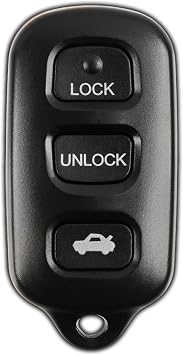 KeylessOption Key Fob for 1998 1999 2000 2001 2002 2003 2004 2005 2006 2007 2008 Toyota Camry Solara Sienna Matrix Pontiac Vibe Remote, 3-Button Panic GQ43VT14T, Programming Guide Included
