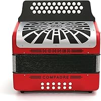 Vista 2 de Hohner Compadre GCF Acordeón con bolsa de concierto (rojo)