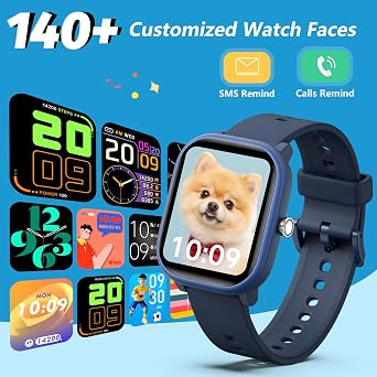 Kids Wach for Girls Boys 6-15 Year Old - Smart Watch for Kids 1.8 Fitness Tracker,No Phone needed,Pedometer Sleep Monitor Heart Rate Waterproof,Puzzle Game for Girls Boys Teens Birthday Gift (Blue)