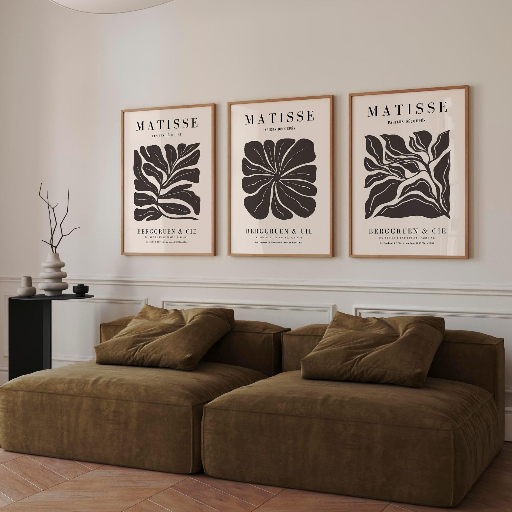 ARTINSPIRIO Matisse Poster Set 3er – Botanische Wandbilder in Neutralen Naturtönen, Japandi Poster, Minimalistische Wanddekoration für Wohnzimmer Schlafzimmer – Poster ohne Rahmen (A2)