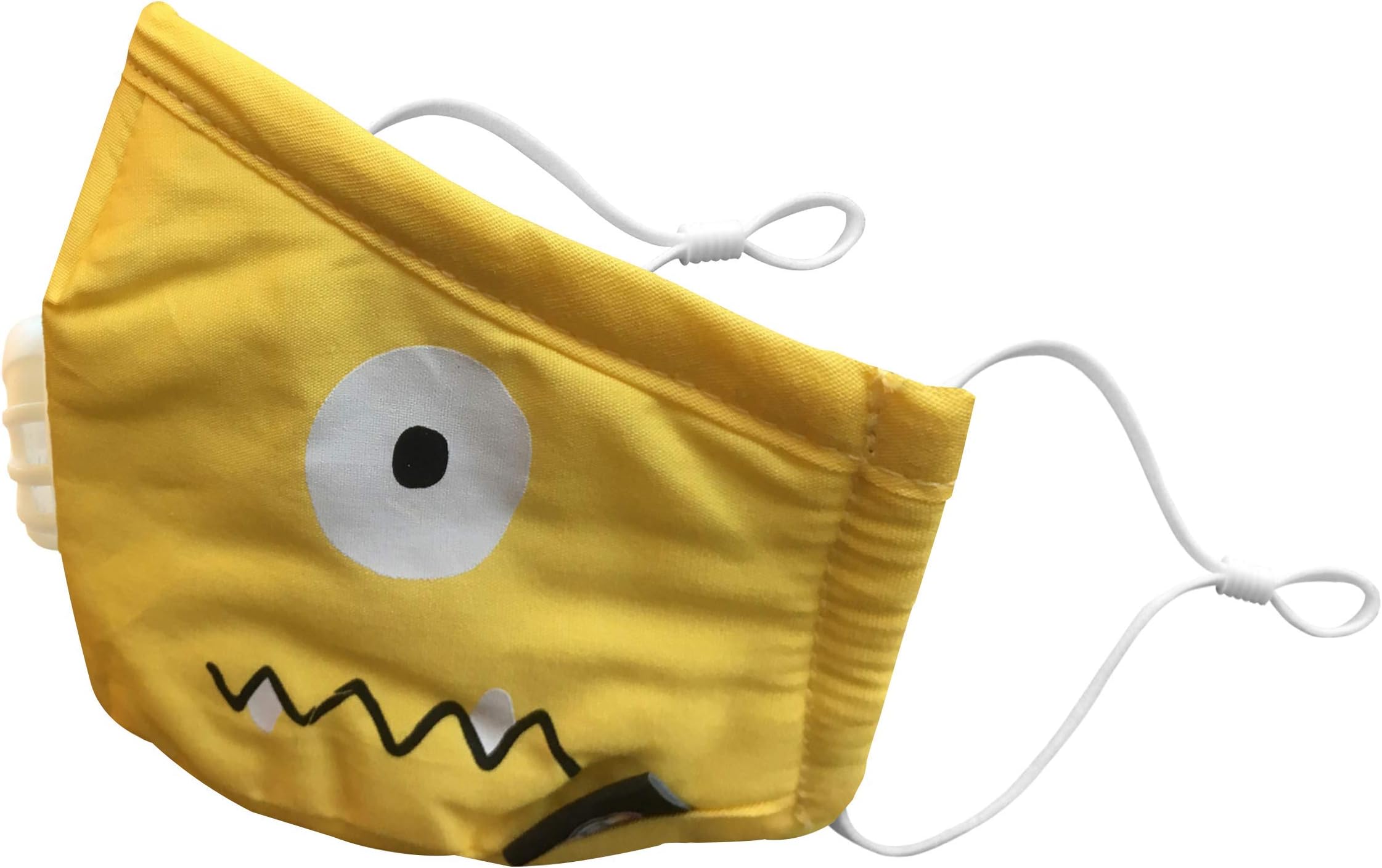 Beatclouds WV01RCA07980 4 Ply Anti Pollution Carbon Activated Cotton Reusable Half Face Adjustable Mask (Yellow, Without Valve) for Unisex Kids - 21 x 13 cm