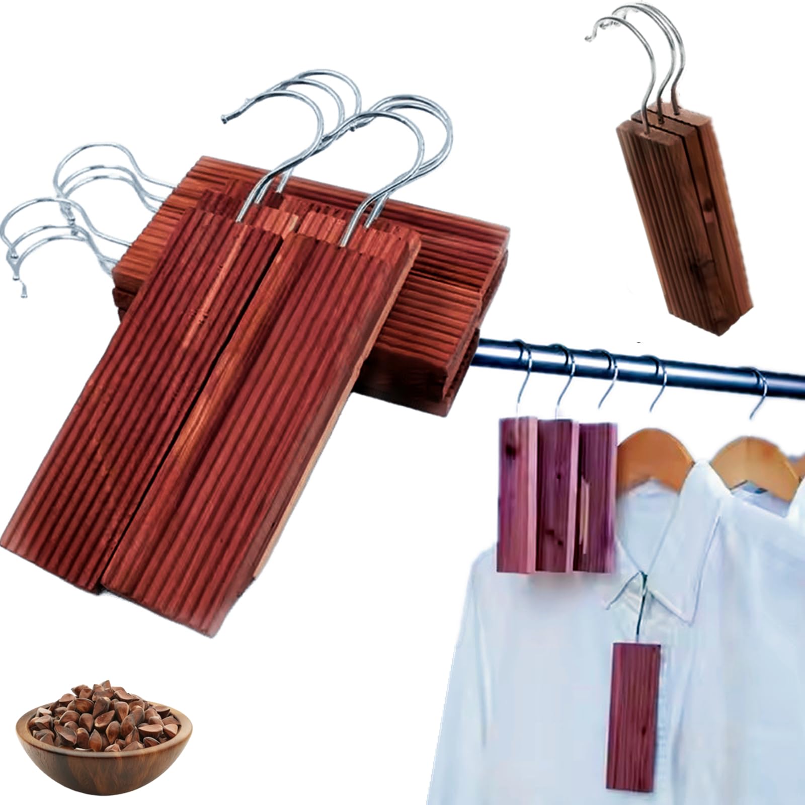 Qivine Naturalne drewno cedrowe, ochrona przed molami, 15 sztuk, pułapka na mole na ubrania, produkt naturalny, do zwalczania moli, do zawieszenia wieszaków na ubrania, szuflad