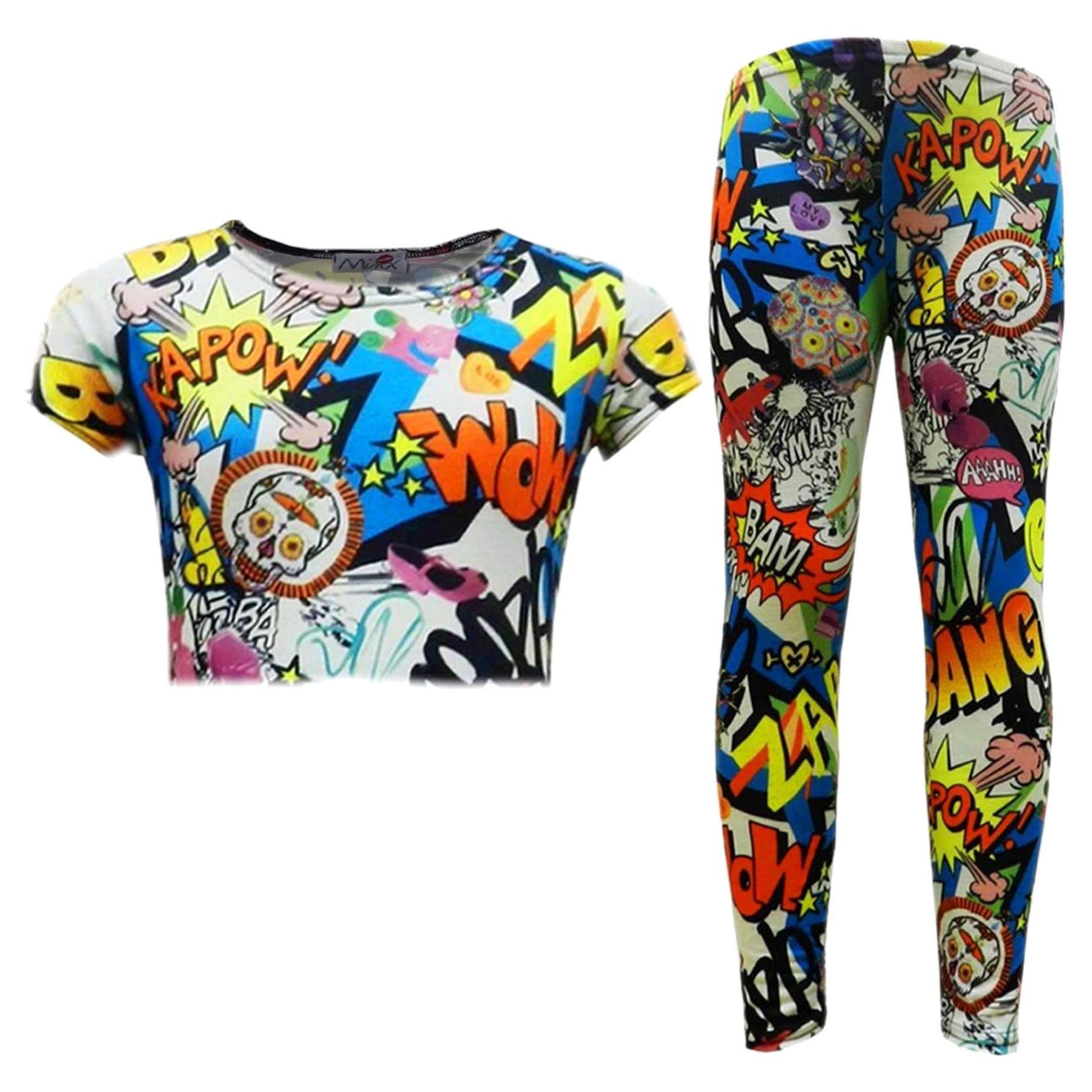 Conjunto de pantalón y top de niña con ropa de cómic moderna de moda 4