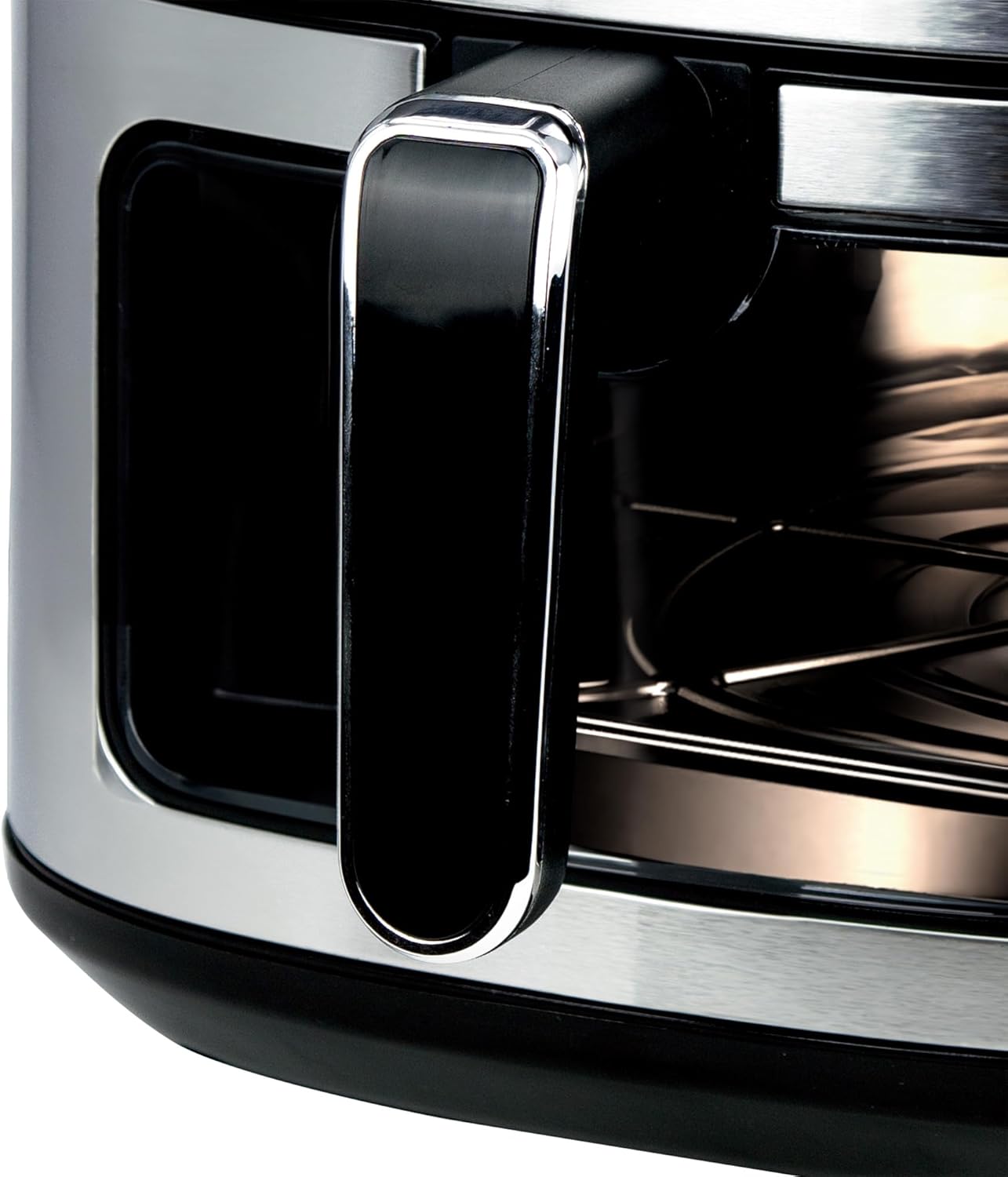 Close-up of Jocca Air Fryer handle and basket interior