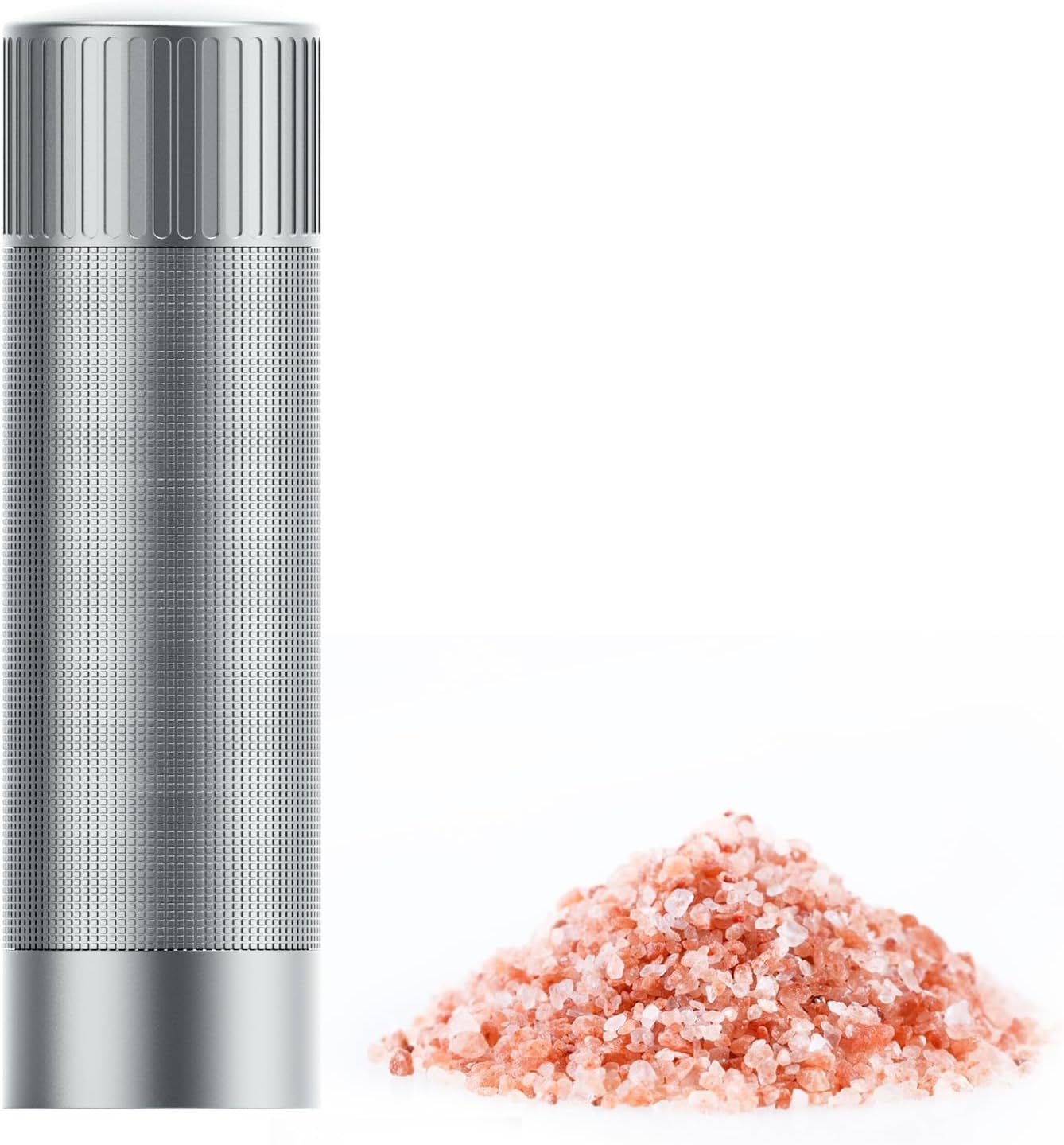 Salt Grinder, Professional Grade Salt Mill with Unique Burr Grinder, 12 Adjustable Coarseness Settings, Lightning-Fast Grinding Speed, Heavy Duty Aluminum Manual Salt and Pepper Grinder