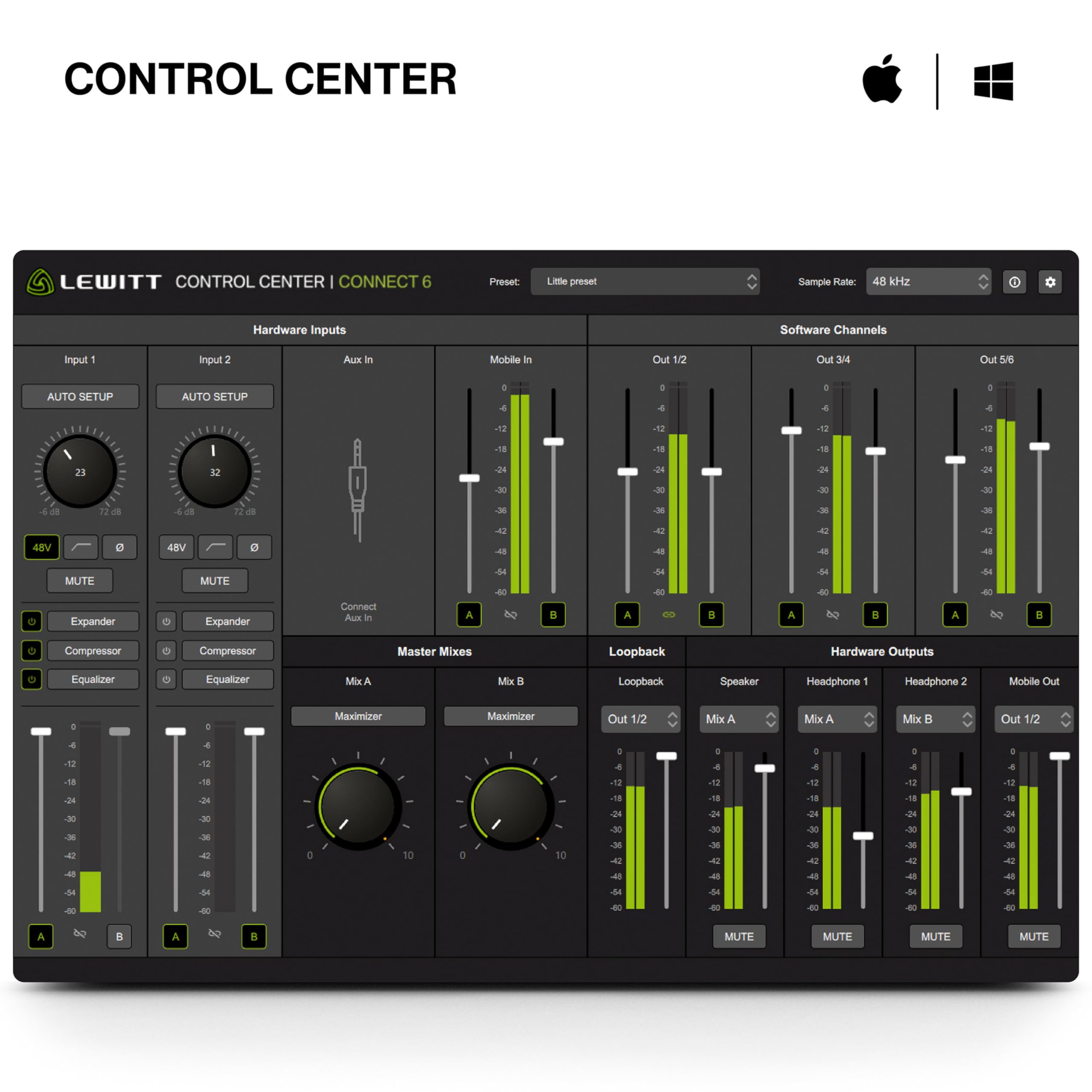 Lewitt Connect 6 - Interface Audio USB-C 4 Canaux 192 kHz pour iOS/Android