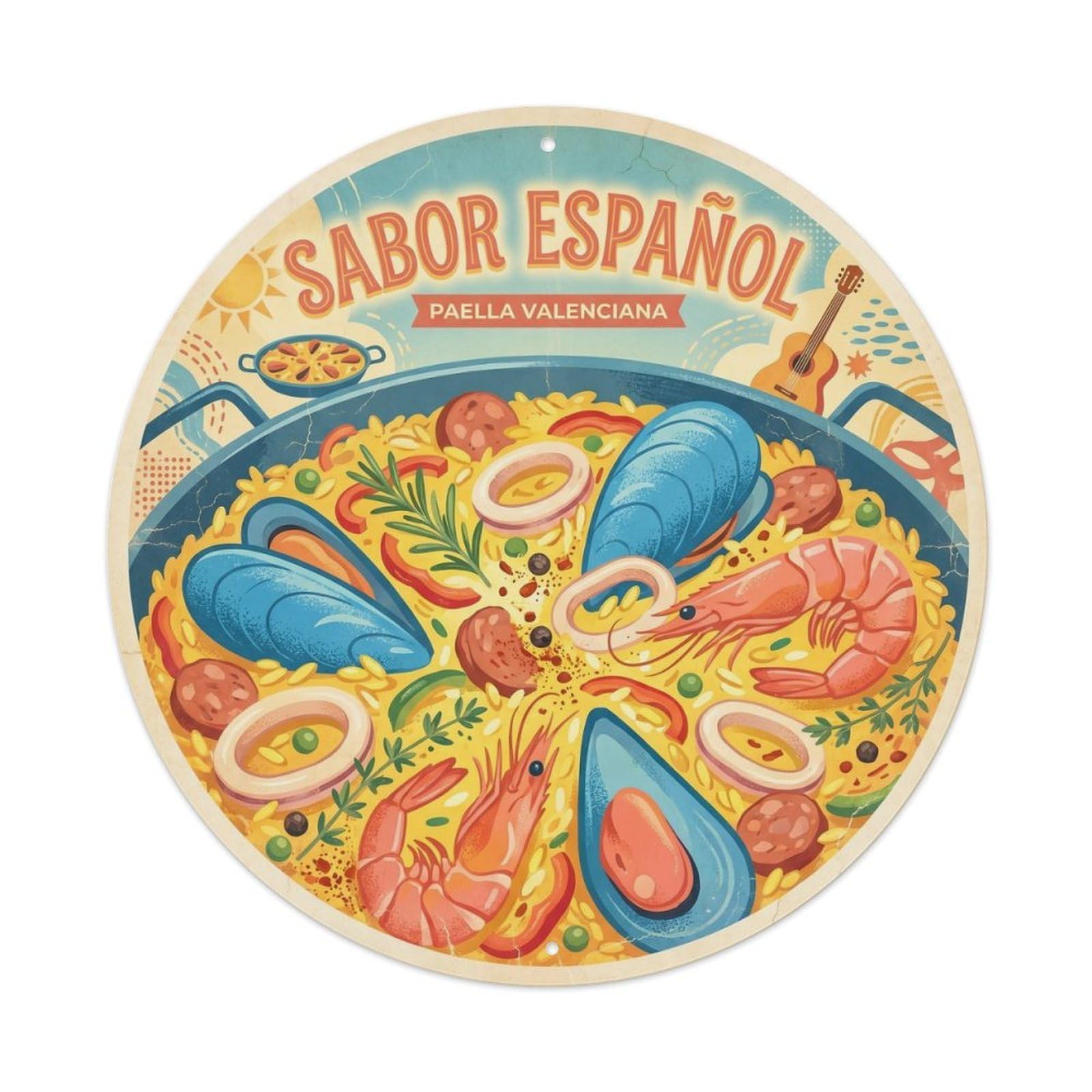 Paella Delicia Travel Cuisine Mediterranean Food Metal Tin Sign
