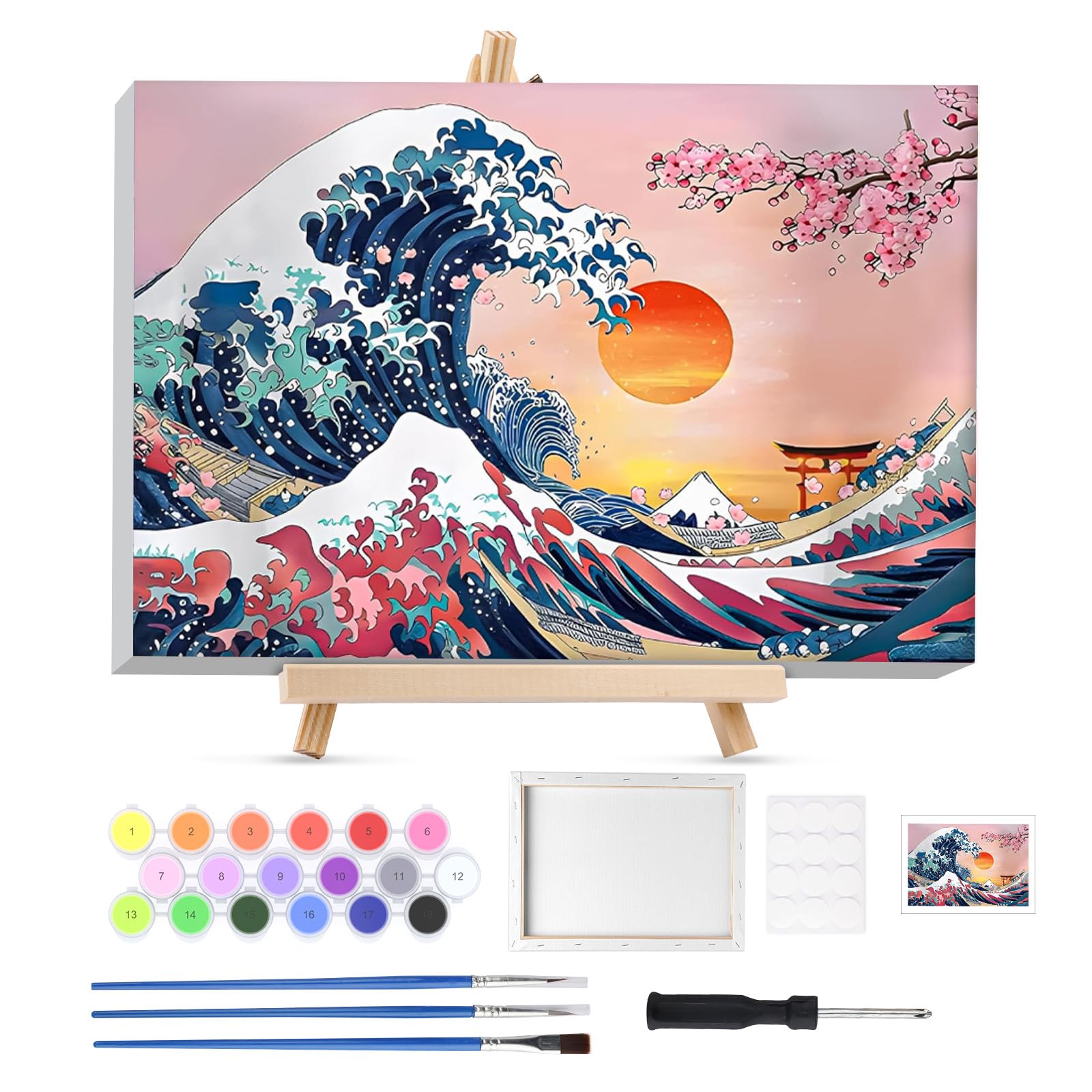 Lxmsja Framed Paint by Numbers for Adults Beginner with Wooden Easel, Landscape Painting by Numbers for Adults on Canvas, DIY Acrylic Painting Kit Art and Crafts for Home Wall Decor, 8x12inch