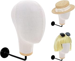 CHADWICK Mannequin Head Wall Mount 21Inch Wig Holder for Wigs, Hats, Caps, Canvas Block Wig Stand Hat Display Stand Wig Display Model Fabric Head Wig Stand Wig Storage Hanger Cowboy Hat Rack