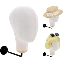 CHADWICK Mannequin Head Wall Mount 21Inch Wig Holder for Wigs, Hats, Caps, Canvas Block Wig Stand Hat Display Stand Wig Display Model Fabric Head Wig Stand Wig Storage Hanger Cowboy Hat Rack