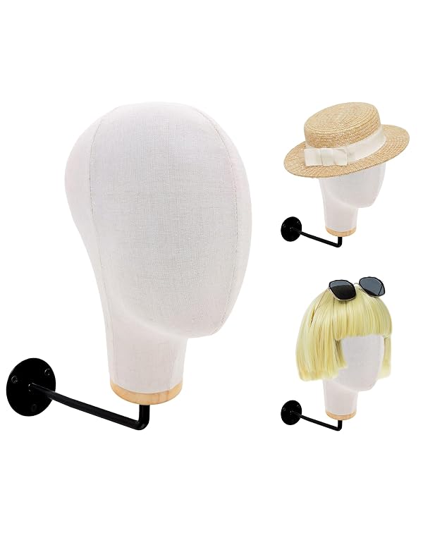 CHADWICK 21-Inch Wall-Mounted Linen Wig Head Stand, Beige by CHADWICK - Used condition - US$35.09