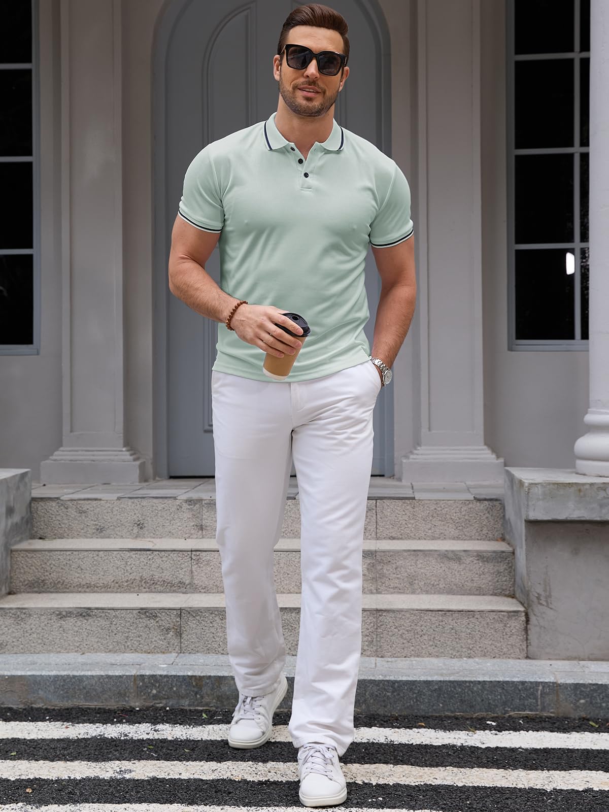 Męska koszulka polo z krótkim rękawem, krój slim fit, na lato, do uprawiania sportu, na czas wolny, do pracy