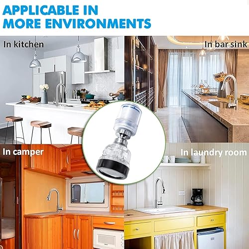 Miniatura 4 de Keoshiga Filtro de agua para grifo, filtro de agua giratorio de 360, filtro de agua universal para fregadero de cocina, baño, con 3 modos de salida