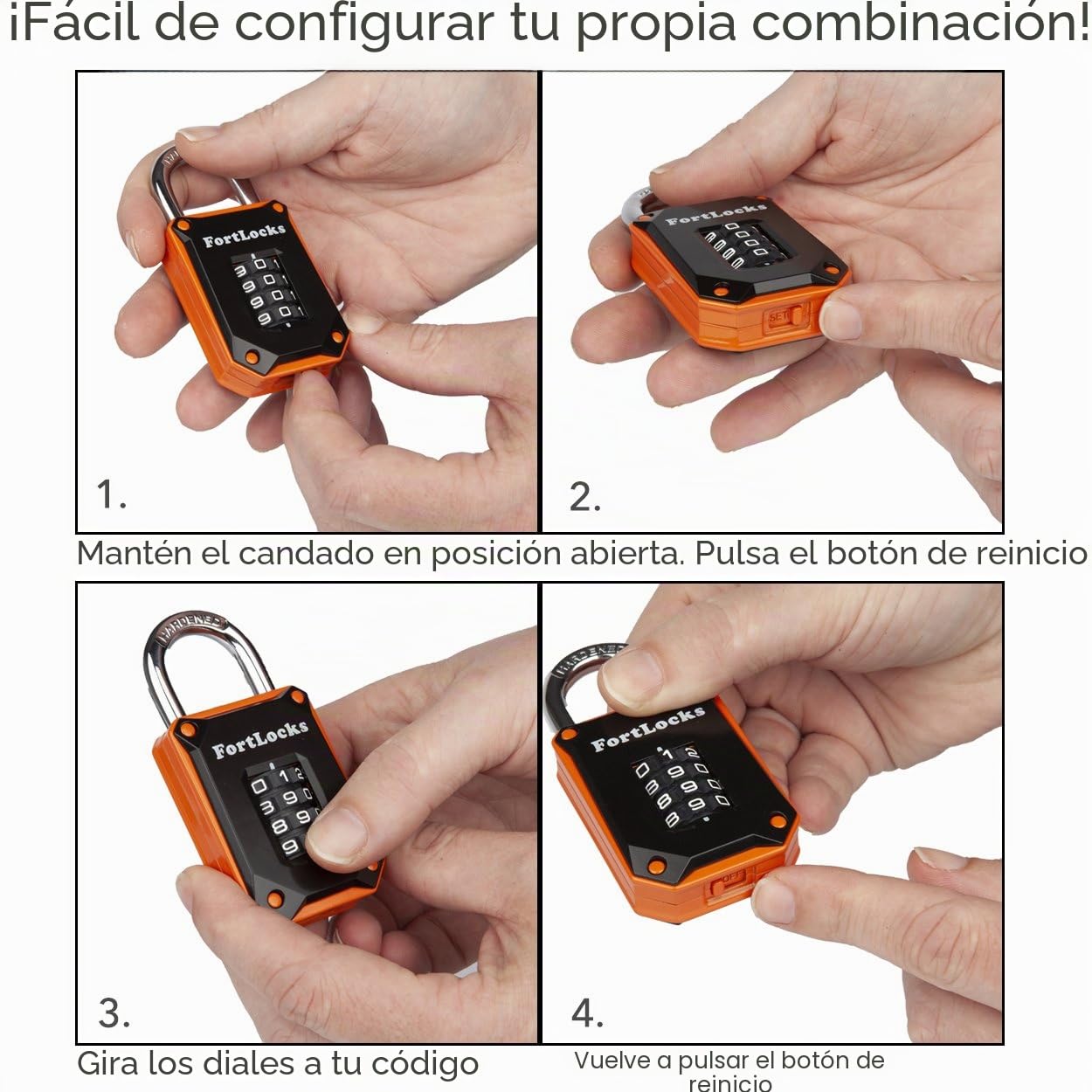 Candado para taquilla | Candado de combinación de 4 dígitos para gimnasio, escuela, trabajo, armario, puerta y más | 1 unidad, naranja