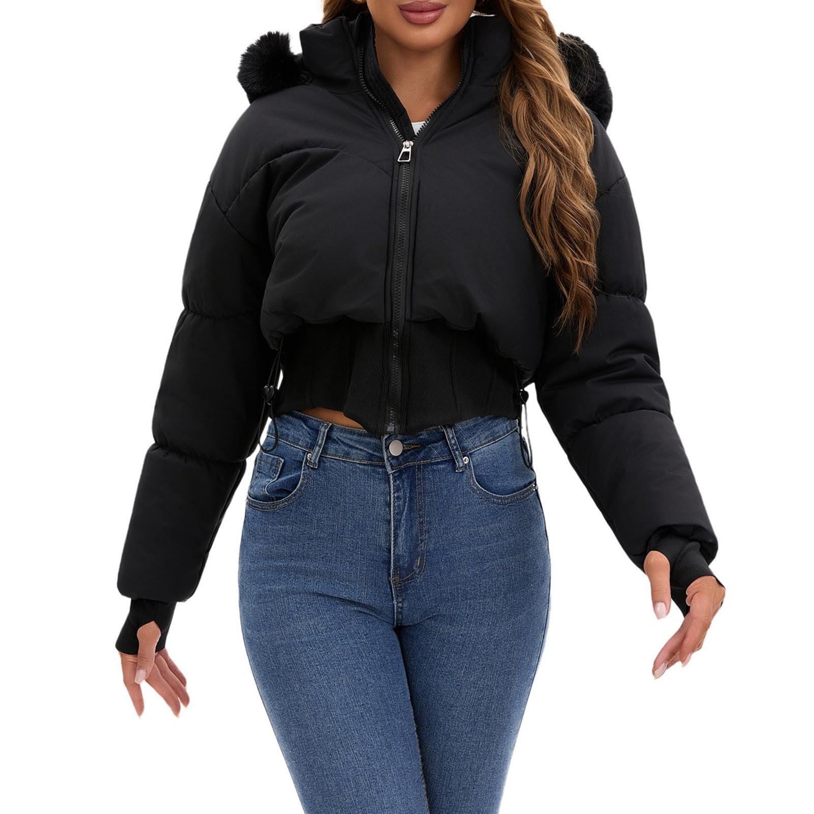 Generico Giacca da donna corta Giacca Softshell Donna Parka Con Fodera Piumini Lunghi Con Cappuccio Cappotto Con Cerniera Piumino Invernale Reversibile Ampio Giubbino Pelliccia Donna Parka L