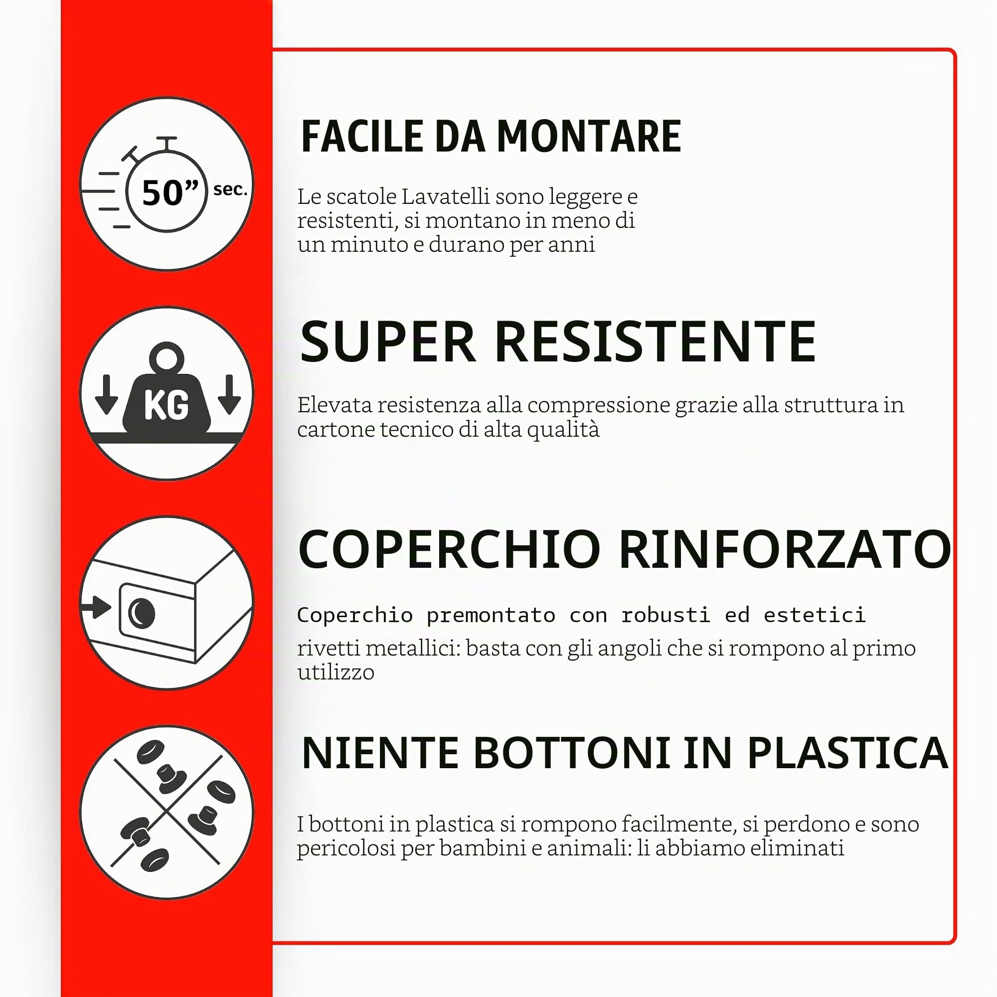 Lavatelli Set 6 Scatole Armadio Portaoggetti con Coperchio – Organizer Cambio Stagione in Cartone 39x50x24 cm – Made in Italy, Resistenti, Facili da Montare, con Maniglie, ROSE