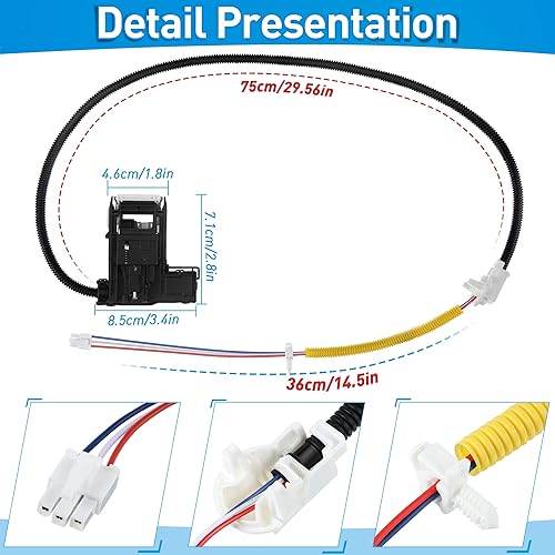 Miniatura 8 de Dreyoo Reemplazo para interruptor de bloqueo de tapa de lavadora W11307244, cerradura de tapa compatible con MVWX655DW1 NTW4516FW3 RTW4516FW1