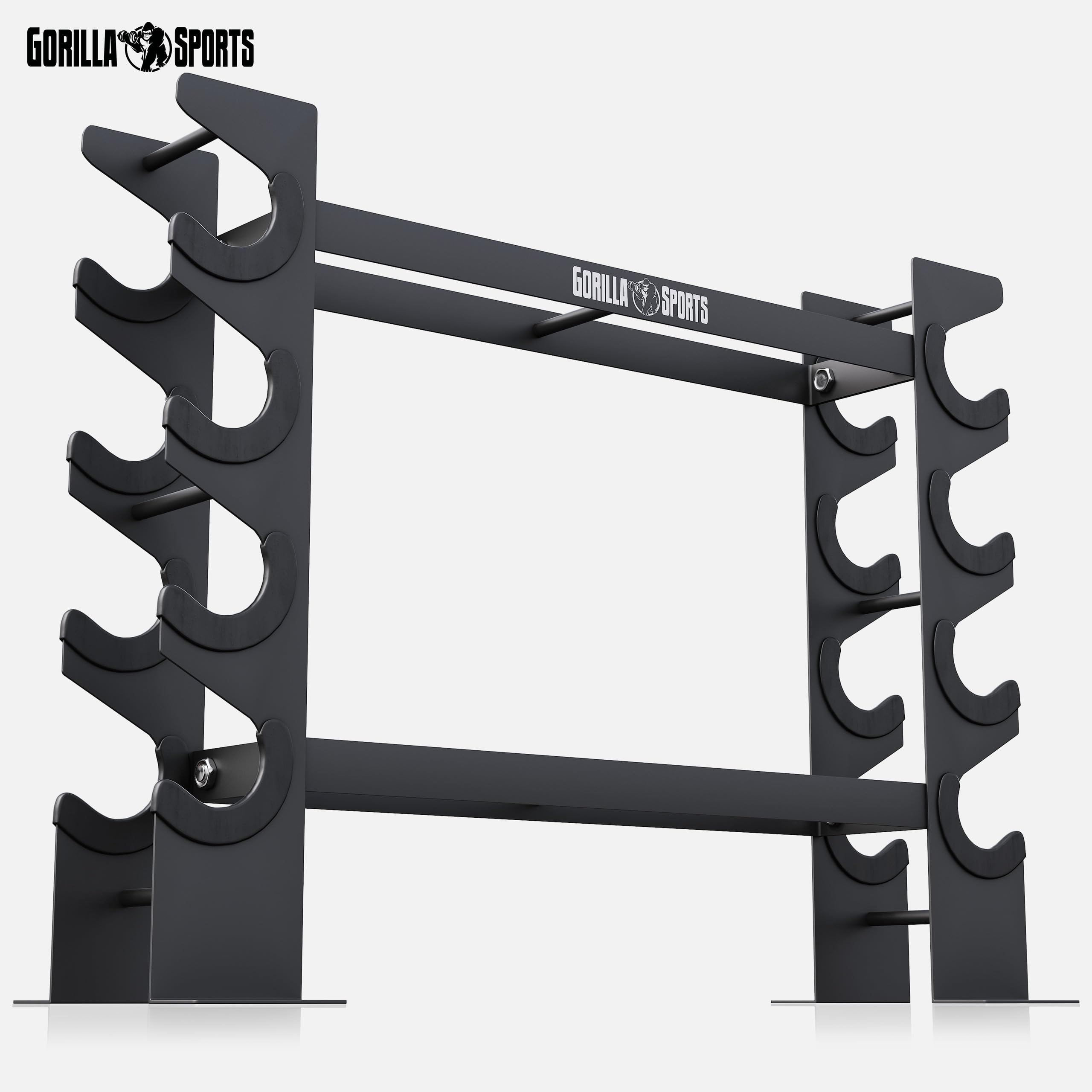 GORILLA SPORTS® Porta Pesi - Multifunzionale, 68x20x52 cm, Carico Mass. 300 kg, Nero - Manubri Palestra Casa, Rastrelliera, Attrezzi, Rack, Supporto Manubrio, Home Gym, Dischi, Accessori, Fitness