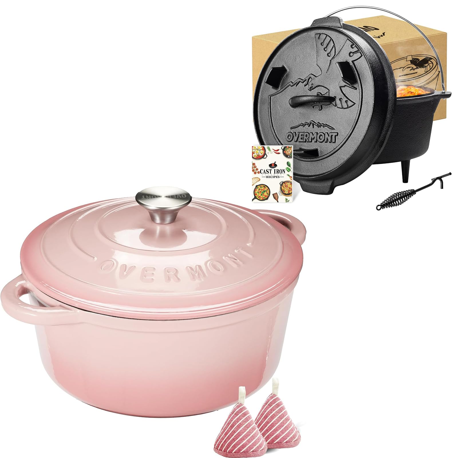 Amazon.com: Overmont Enameled Cast Iron Dutch Oven 5.5QT Pink +