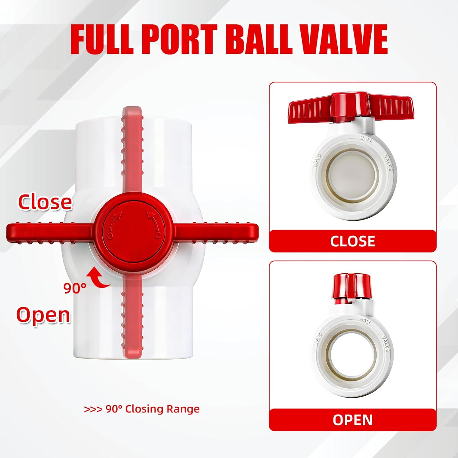 YADIAN 6 Pack PVC Ball Valves 2'' Threaded (NPT), T-handle SCH40 Water Pipe Shut-Off Valve 2inch Plastic Control Valve for Water Project, Swiming Pool, Sewage Pump, Irrigation System, Thread