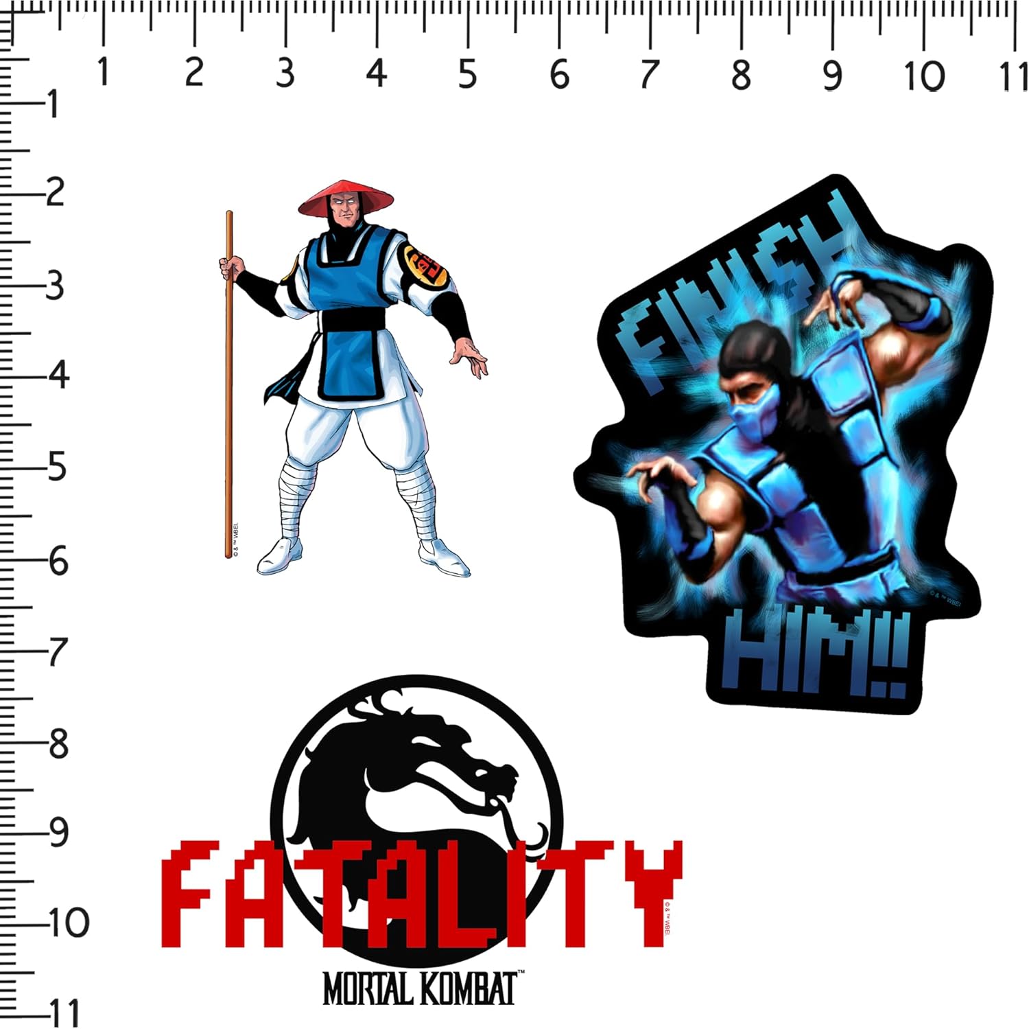 Mortal Kombat Klassic 10 Count Vinyl Large Deluxe Stickers Variety Pack – Retro Arcade Fighting Game Decals for Laptop, Water Bottle, Tablet, Indoor & Outdoor Use - Image 2