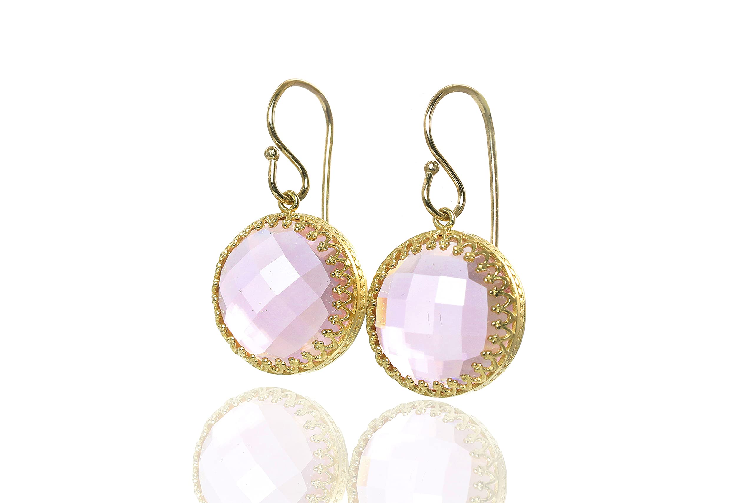 Dichiarazione Orecchini di Quarzo Rosa - Vibranti Orecchini di Pietra Semipreziosa - Orecchini Chic per Tutti i Giorni, Orecchini di Gemma - Anniversario, Regali di Compleanno per Donne