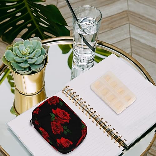 Miniatura 7 de Pastillero organizador de viaje para píldoras de rosas frescas para 7 días semanales, pastillero de medicina pequeña y compacta de tamaño pequeño,