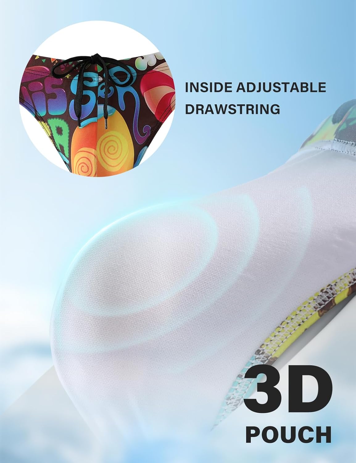 Arjen Kroos Mens Sexy Swim Briefs Bikini Swimwear Print Swimsuit with Drawstring Bathing Suit - Image 5