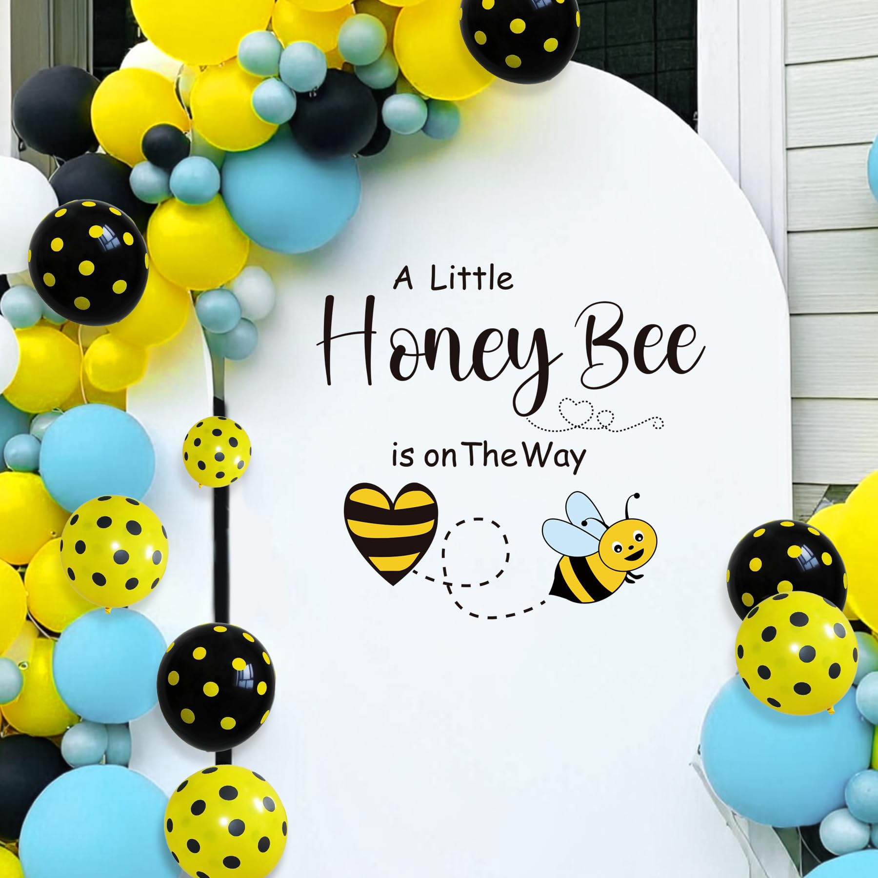 Honey Bee Baby Shower Decorations - TrinhGuo A Little Honey Is On The Way Baby Shower Sign Decal for Balloon Arch, Bee Themed Gender Reveal Party Backdrop Wall Stickers for Boy Girl (Black)