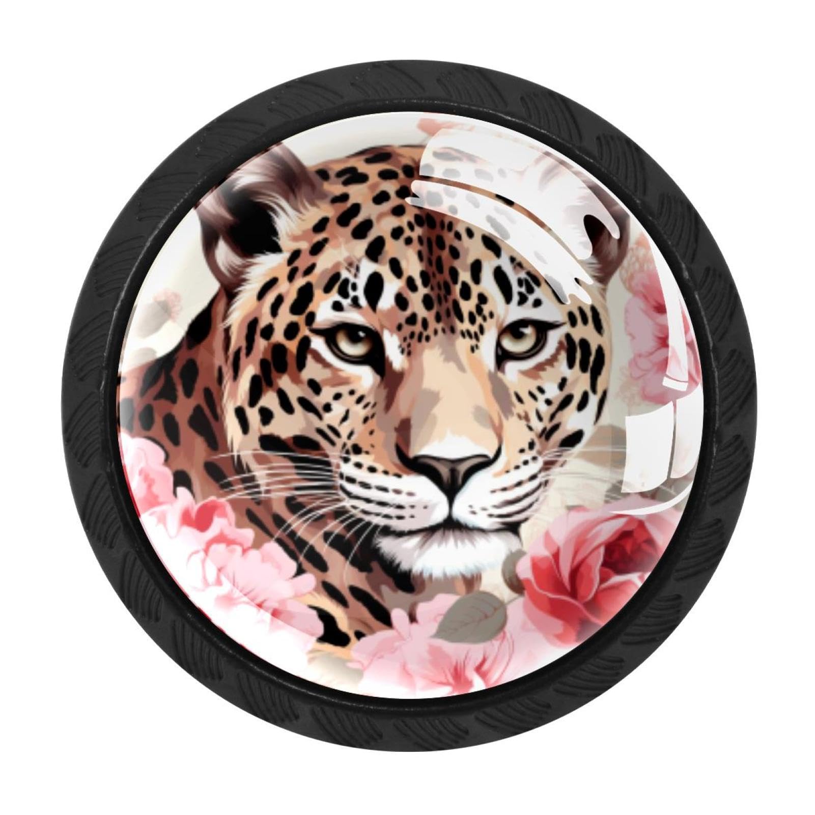CHENZZZZ 4 Pack Rose Leopard Kitchen Cabinet Knobs Drawer Knobs Door Dresser Handles for Personalized Gifts Great for Any Occasion