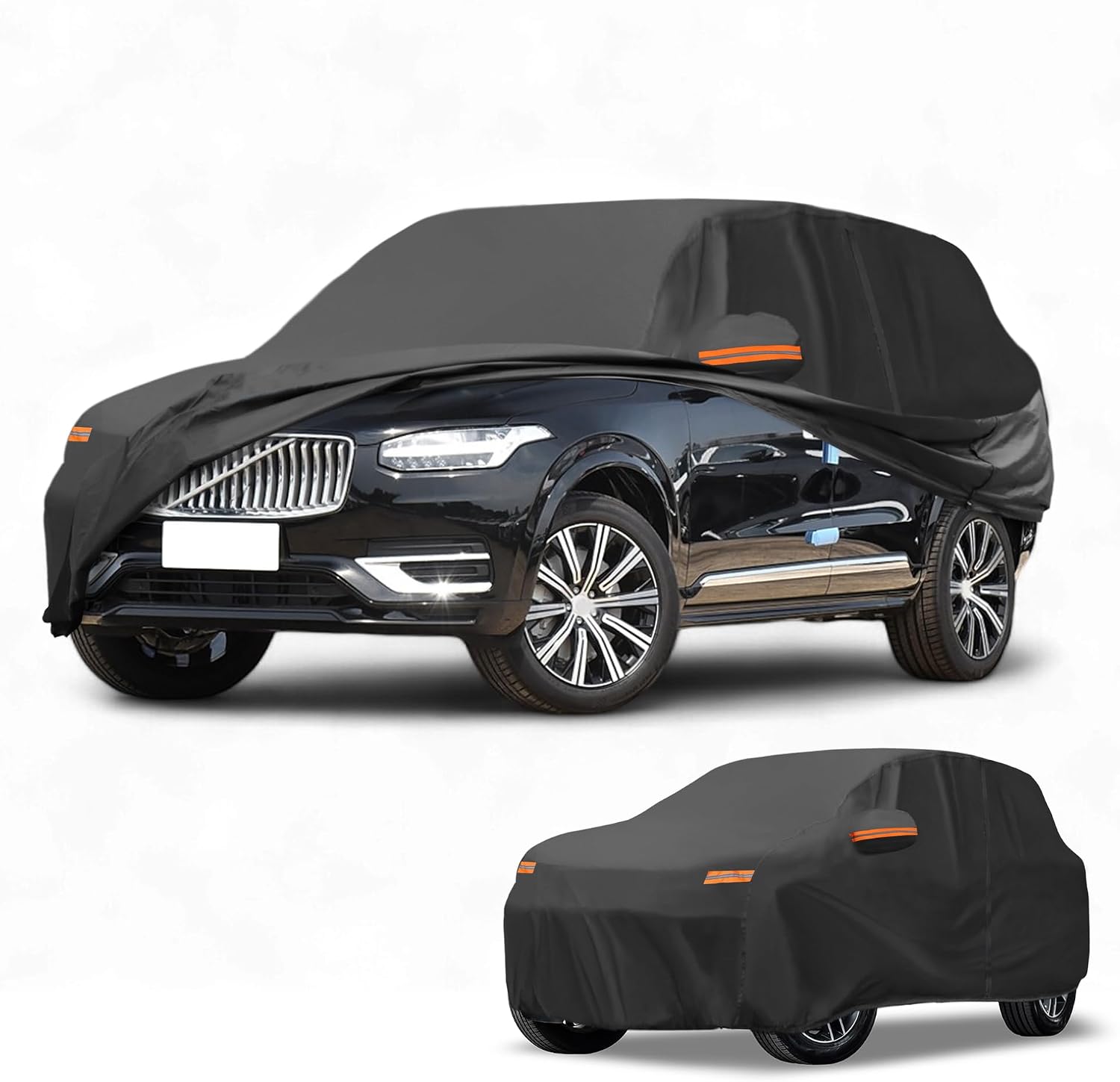 Car Cover Waterproof All Weather Sun Rain Protection Full Exterior Cover for Volvo XC90 190T-PU Black with Left Side Zippers