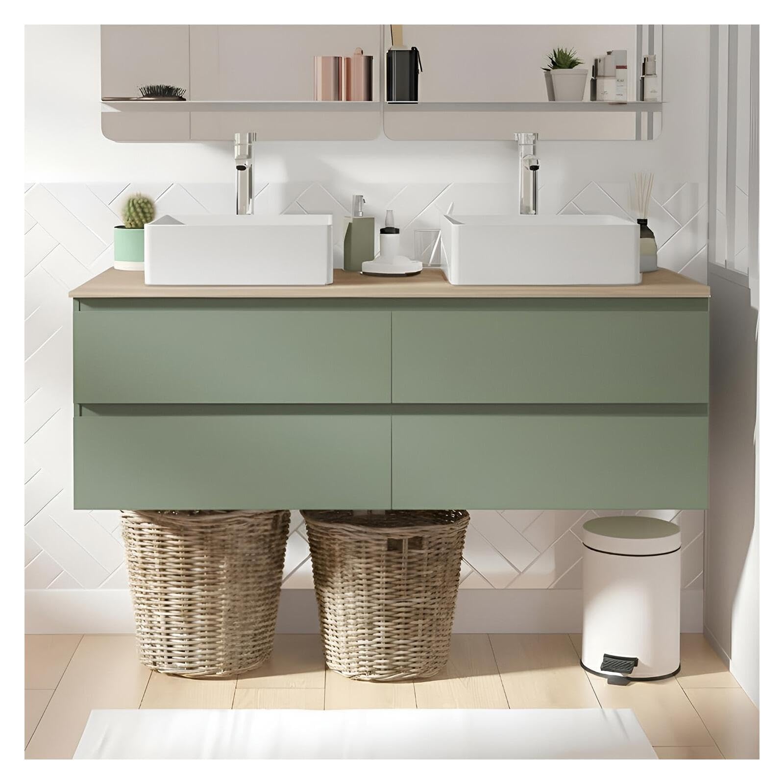 MOB-IN Ensemble Meuble Sorrento Double Vasque Suspendu 120cm