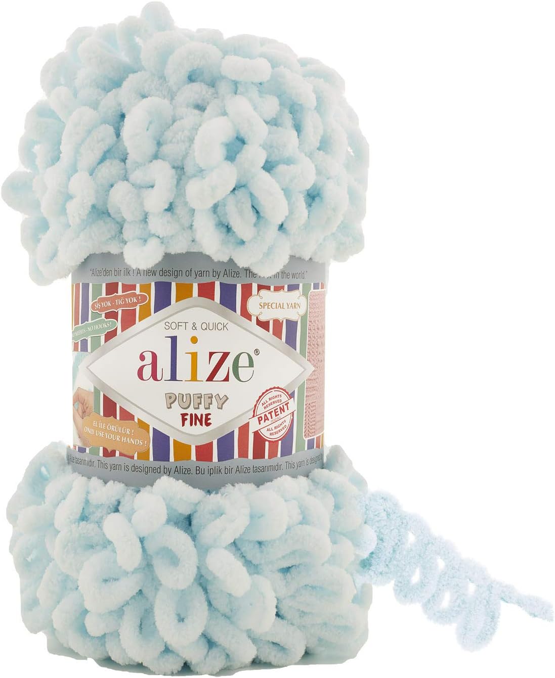 Alize Puffy Fine Baby Blanket Yarn - Lot of 5 Skeins, 500gr, 50yds, 100% Micropolyester Soft Super Chunky Bulky Woven Worested Yarn for Hand Knitting (522)