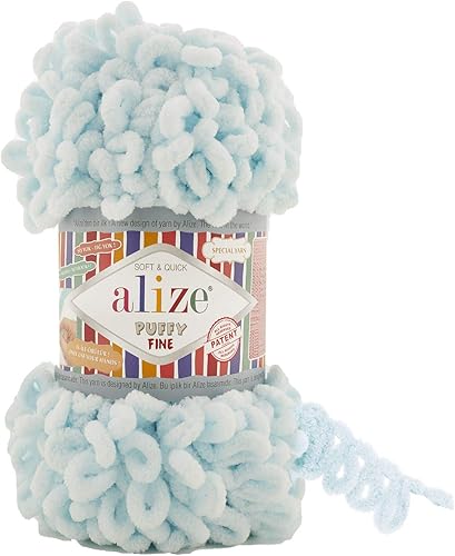 Miniatura 20 de Alize Puffy Fine Baby Blanket Yarn - Lot of 5 Skeins, 500gr, 50yds, 100% Micropolyester Soft Super Chunky Bulky Woven Worested for Hand Knitting 268