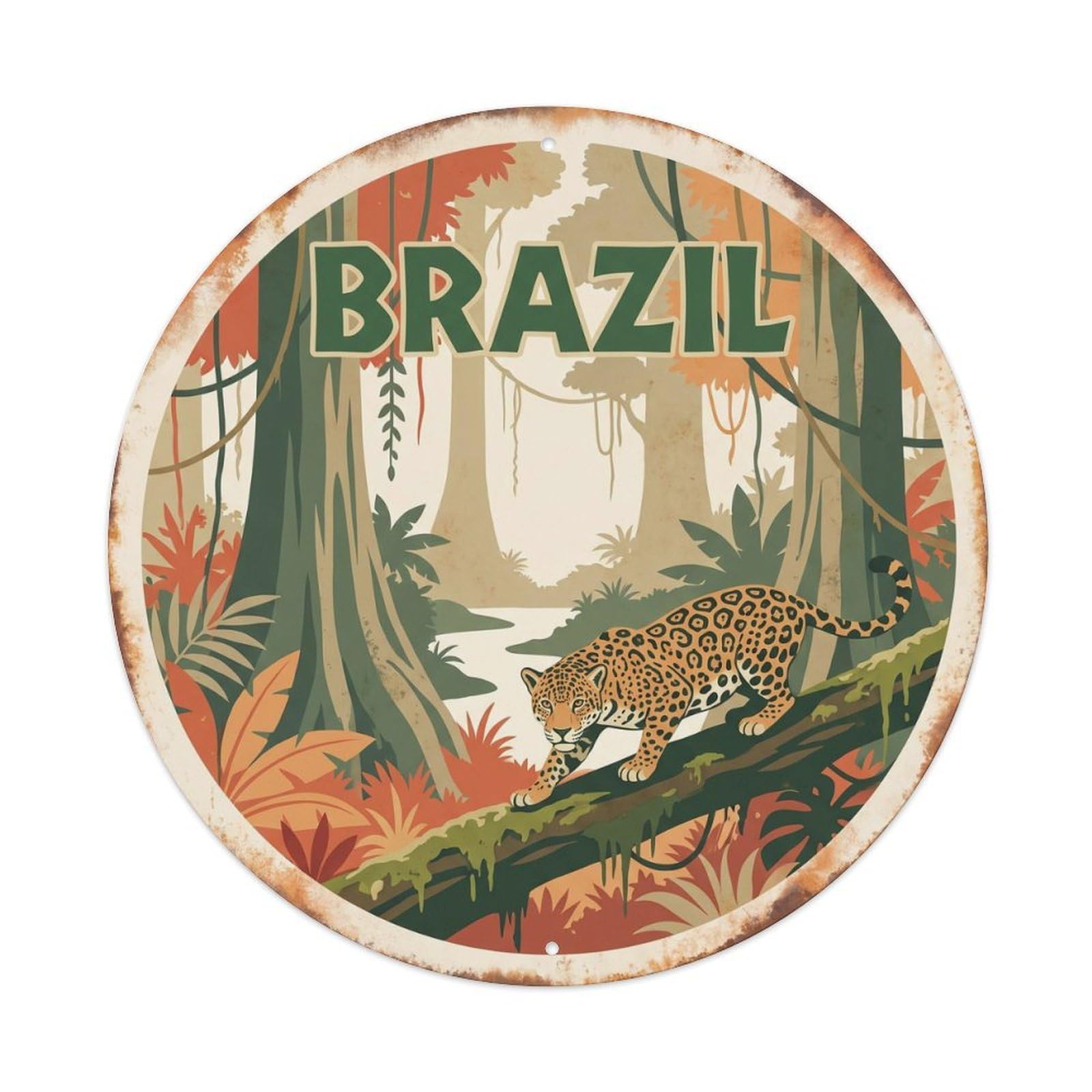 Brazil Jaguar Amazon Rainforest Metal Tin Sign