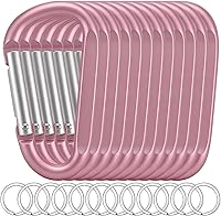 Vista 15 de 12 clips de mosquetón para llavero, clip de aluminio de 3 pulgadas, hebilla de gancho de mosquetón sin bloqueo en forma de anillo D, herramienta