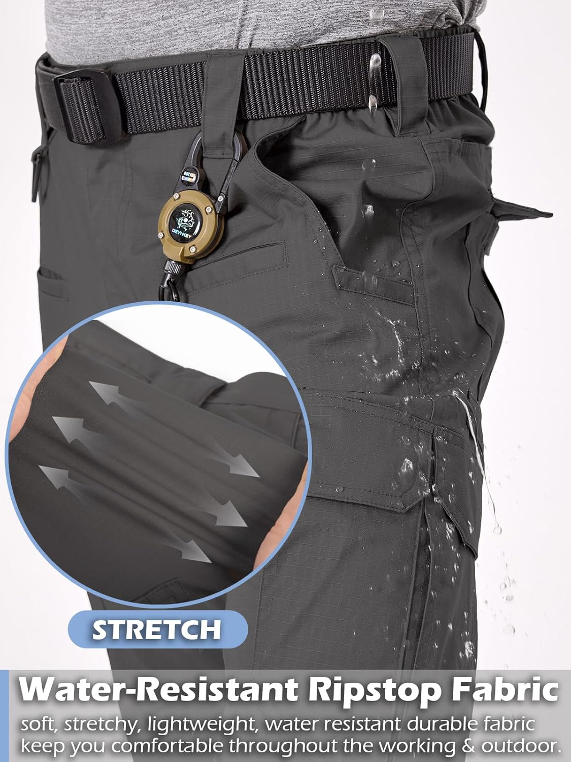 NAVEKULL Men's Flex Work Pants Stretch Ripstop Water-Resistant Utility Cargo Pants Lightweight Workwear Tactical Pants - Image 4