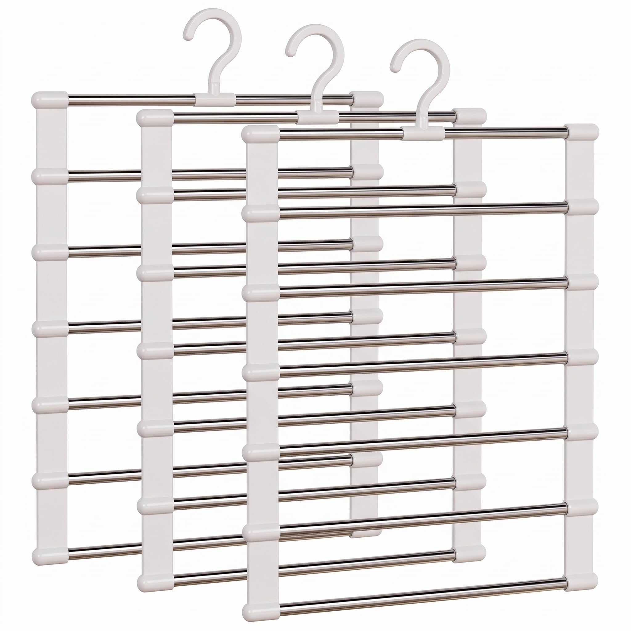 CleaZeny Trouser Hangers Space Saving,3 Pack 6-Tier Multi-Layer