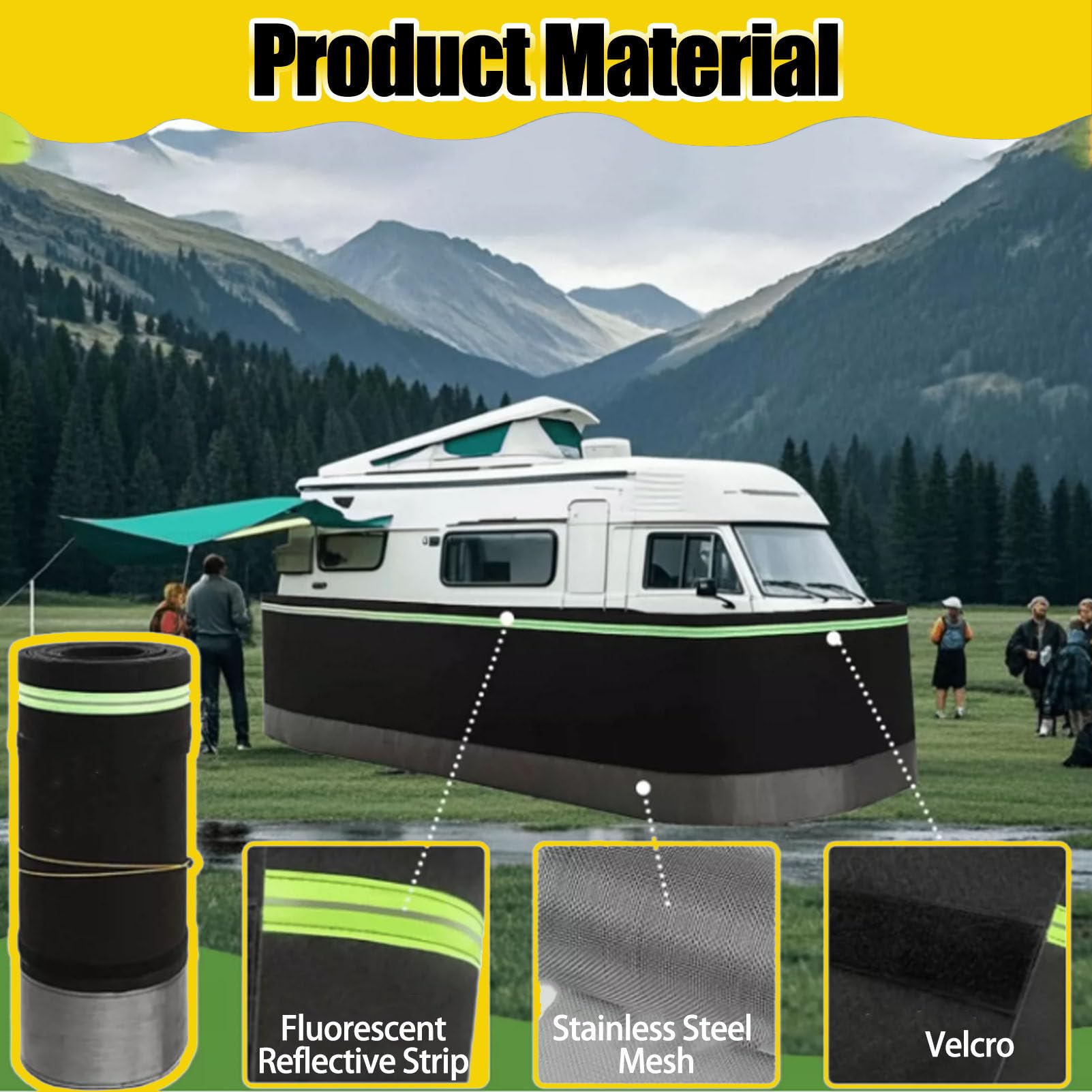 Faldón para Autocaravanas En Invierno, Faldón Aislante para Caravanas con Base De Malla De Acero Reforzada, Base Resistente Al Viento Y Apta para Cualquier Clima para Remolques Viaje 14m/46ft