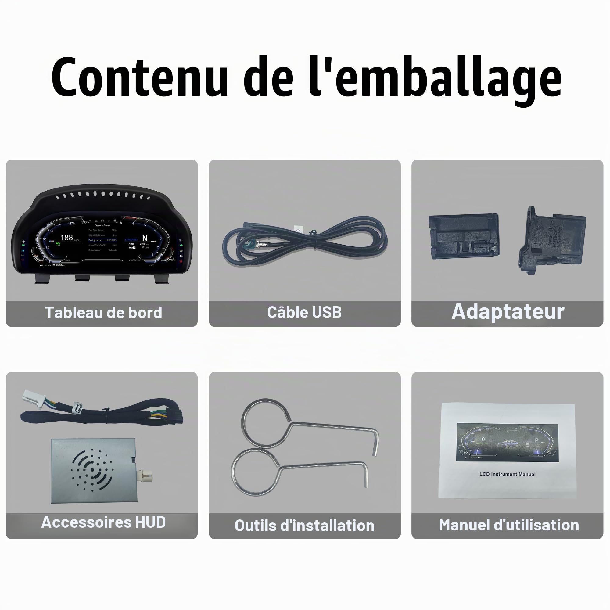 Tableau de bord digital 12.3'' pour BMW 5/6/7/X3/X4/X5/X6 F01 F07 F10 F15 F16 F18 F25 F26 speedometer dashboard