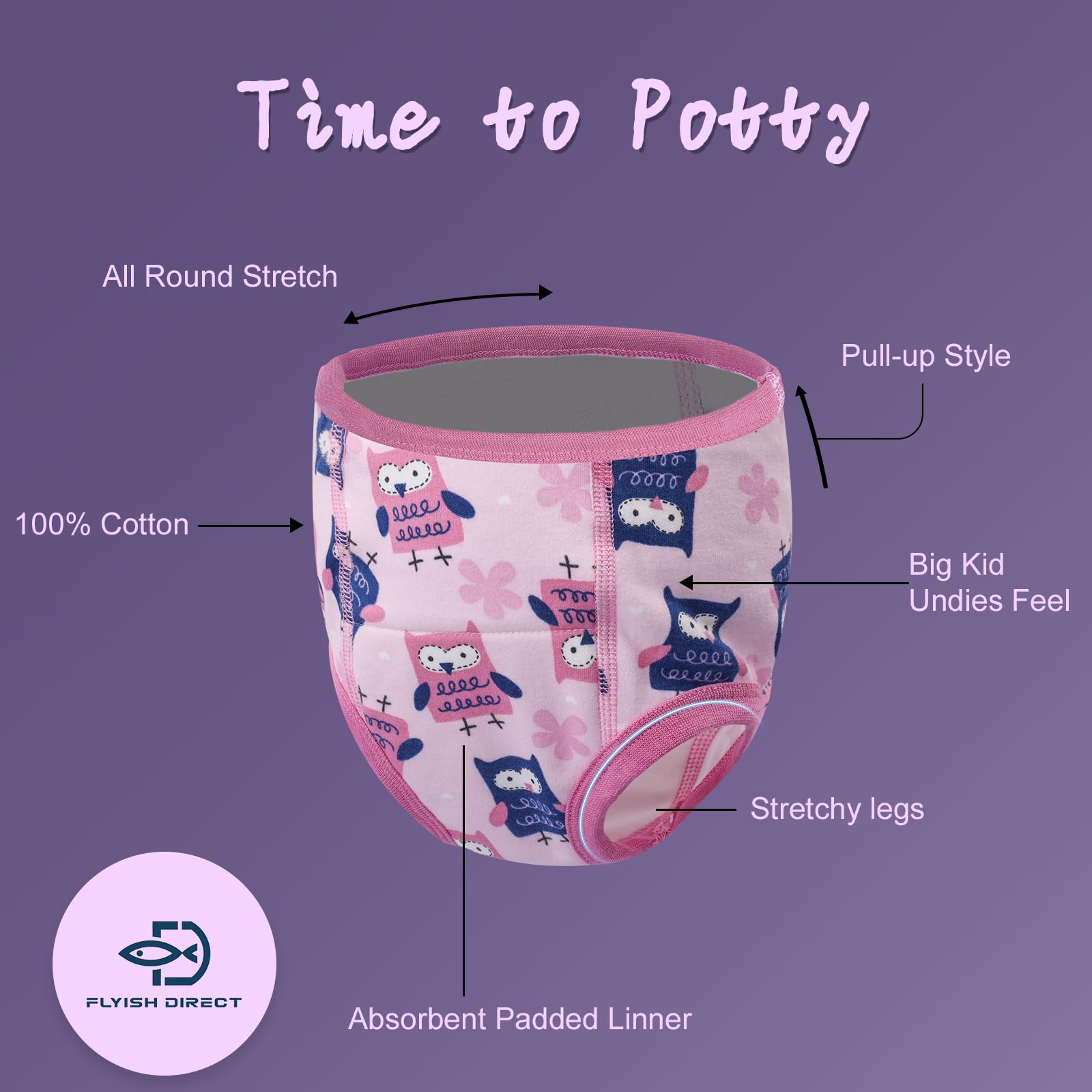 FLYISH DIRECT Mutandine di Apprendimento - Confezione da 7 Pantaloni da vasino Traspiranti e Morbidi, Pantaloni da vasino per Bambini a 6 Strati - 5