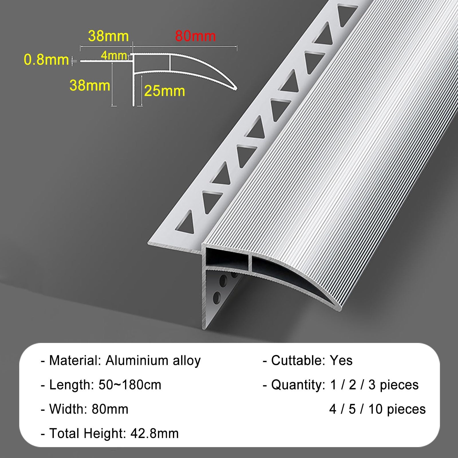 vierteaguas muro exterior 50 180 CM de longitud Tira deflectora de línea de goteo para aleros, moldura desviadora de lluvia cortable de 80 mm de ancho(10 PCS,L 70 CM)