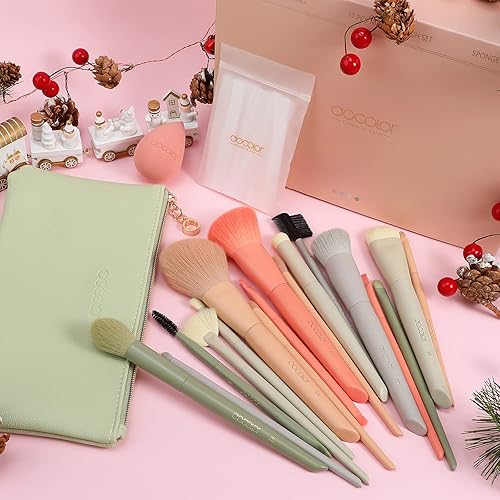 Miniatura 2 de Docolor Juego de 17 brochas de maquillaje Morandi con bolsa de maquillaje y esponja de maquillaje y protector de brochas + separador de peine de