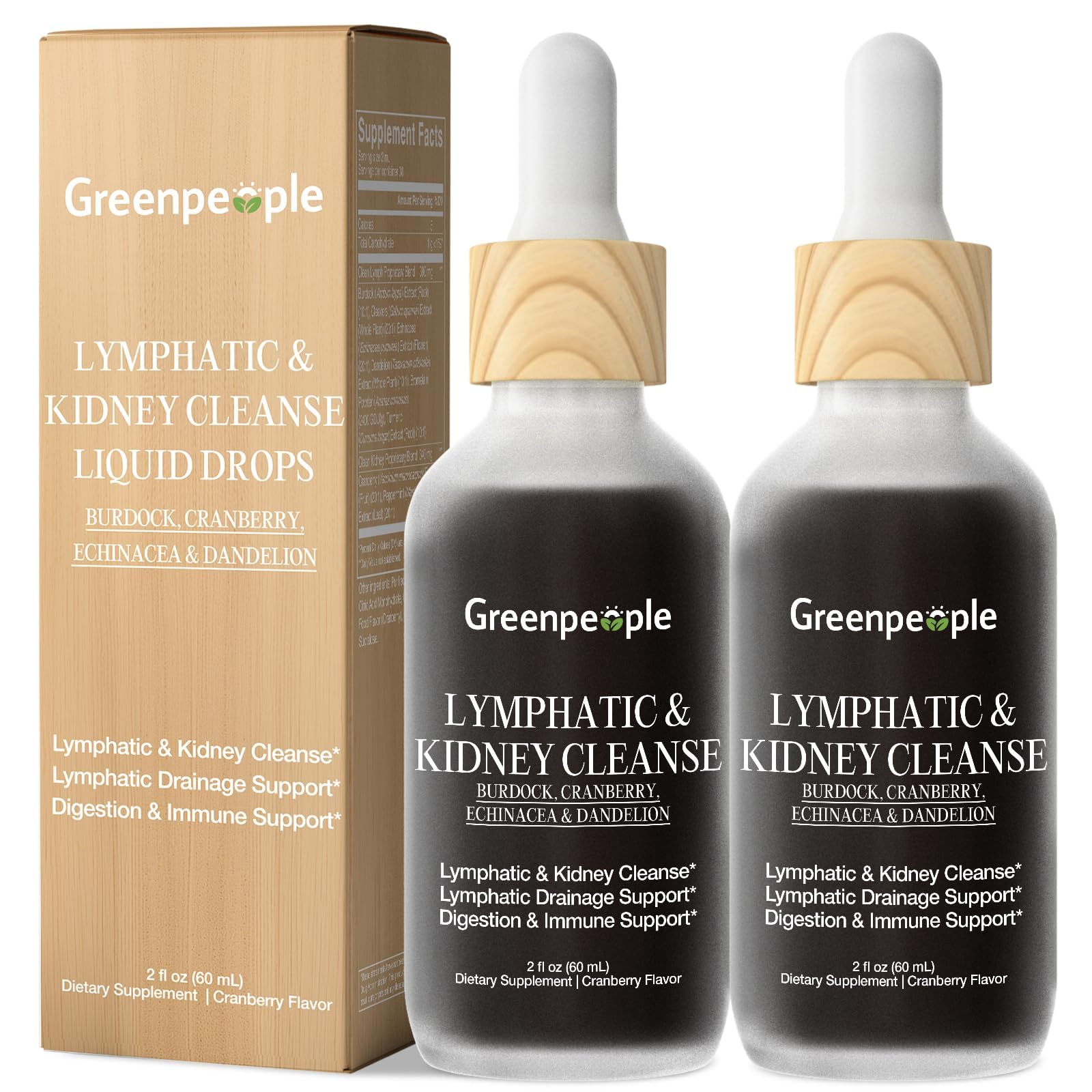 GREENPEOPLE Lymphatic Drainage & Kidney Cleanse & Detox Drops, 60ml(2 Pack)