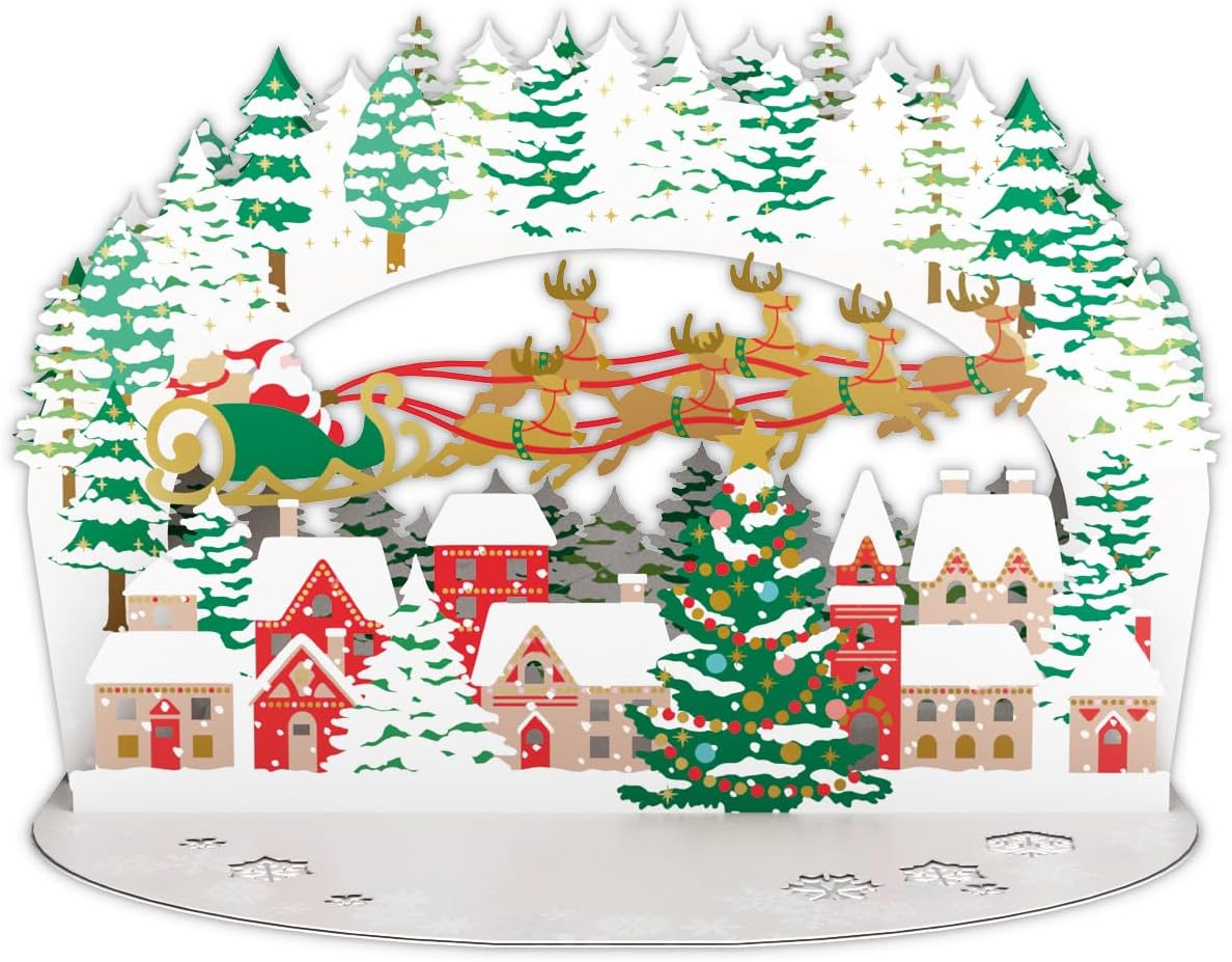 Hallmark Greeting Card Christmas Card 3D Laser Gallery Santa Running 836351