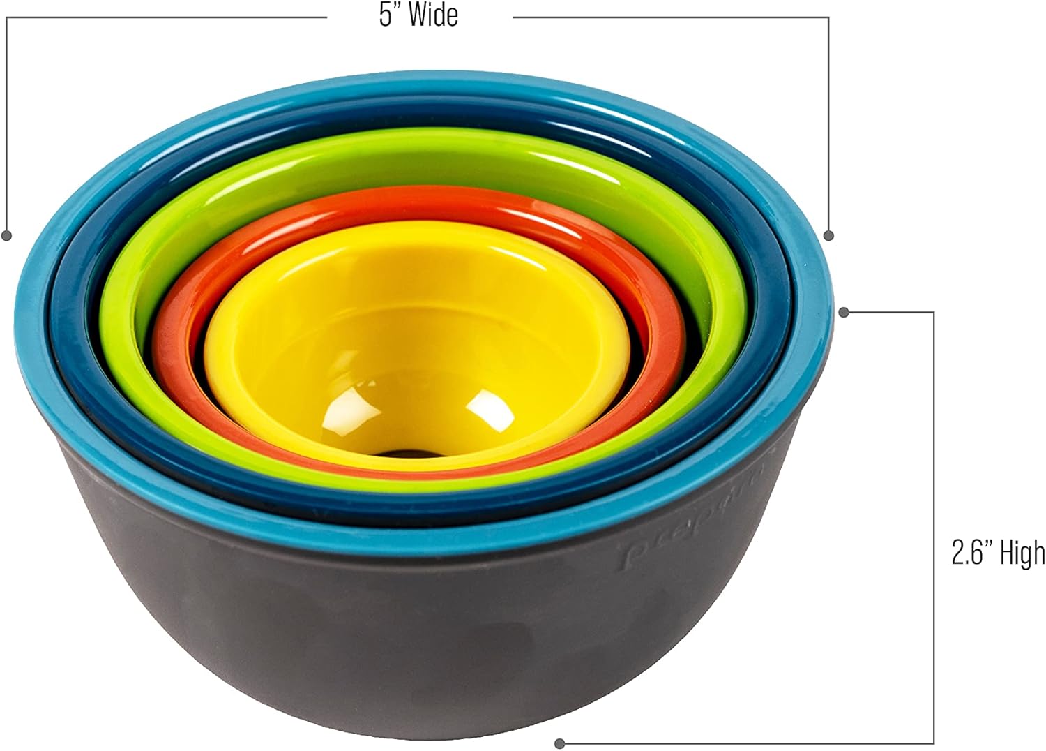 Prepara Two-Tone Melamine Pinch Bowl, Set of 5, Multicolored - Image 4