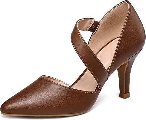 mysoft Womens Pointed Toe Low Stiletto Heel Dress Pumps Shoes - Available in Wide Sizes