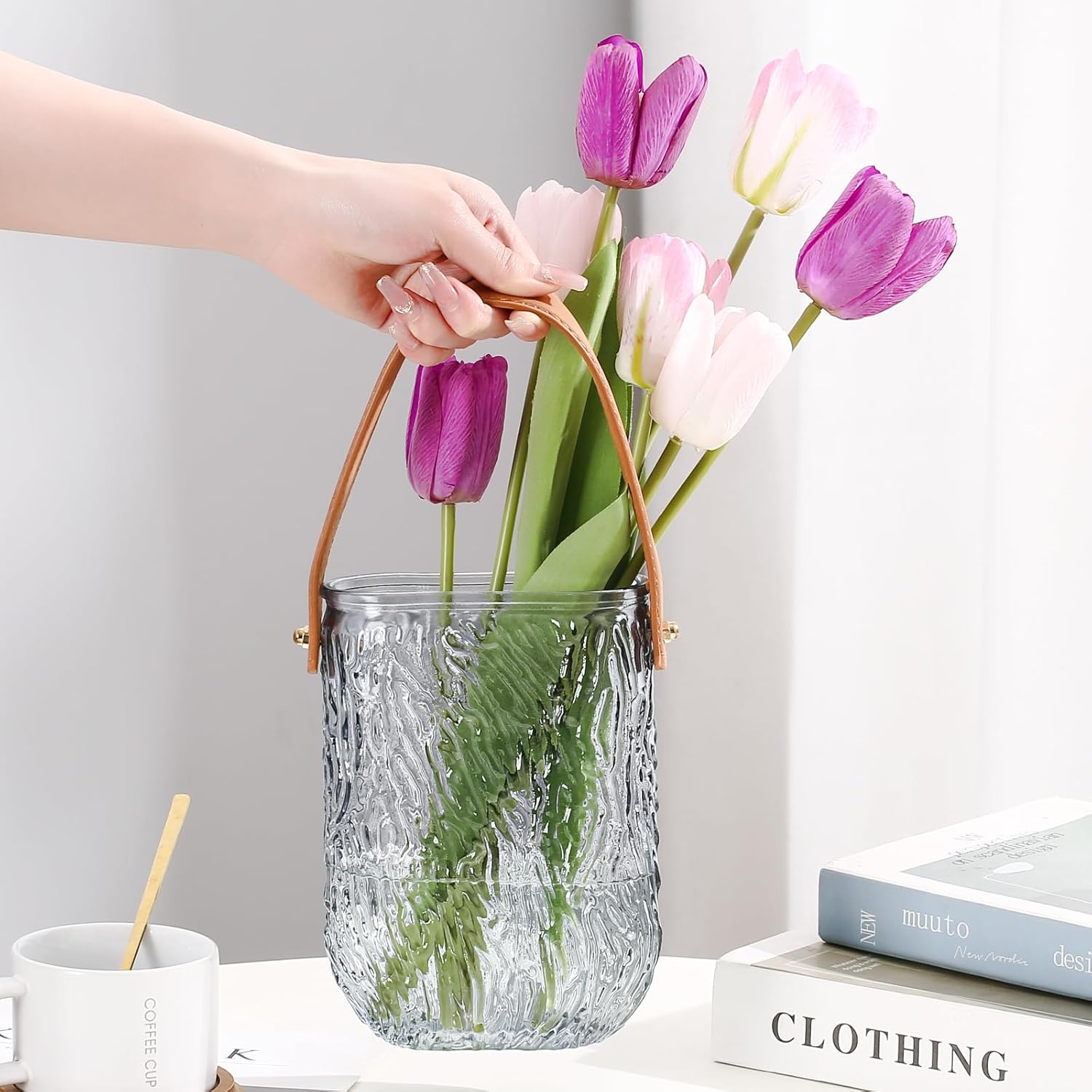 Handbag Vase Unique Glass Vases for Flowers Clear Purse